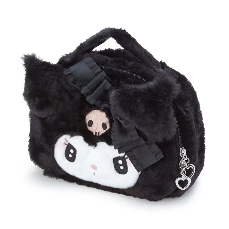 Borsa per cosmetici Sanrio Kuromi Melody Cartoon Peluche ricamato Borsa per riporre articoli da toeletta per trucco di grande capacità Borsa per il lavaggio delle donne