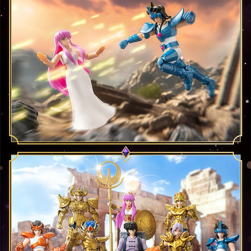 Blokees Saint Seiya Galaxy GV03 Aioria Aries Gold Saint ‌   قناع الموت ‌   أثينا ساجيتا توليمي عمل الشكل صندوق أعمى ألعاب الهدايا