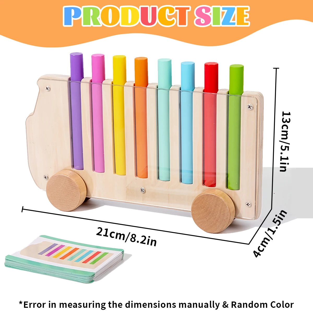 Wooden Bus Stick-insert Game Math Learning Toys，Birthday Gift Color Matching Game Toy，for Home School Living Room Age 18M+