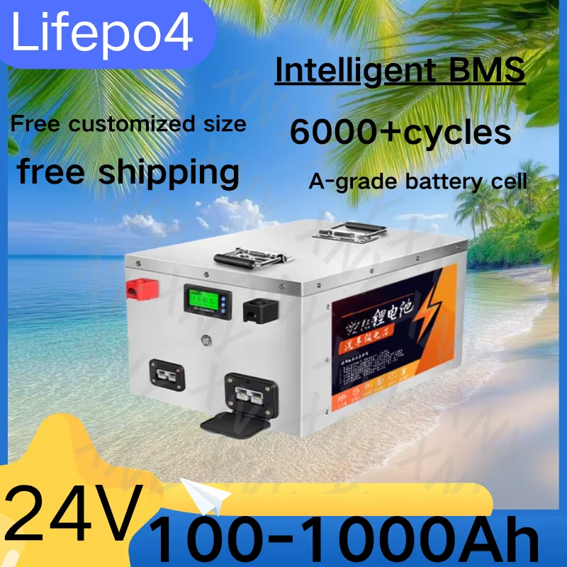 

Batterie Lifepo4 24V, 100Ah, 200Ah, 300Ah, 500Ah, 800Ah, 1000Ah, pour l'Extérieur, le Camping, l'Éclairage de Secours Port