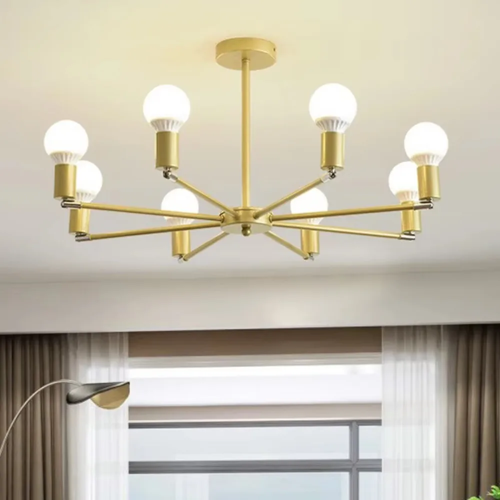 

Vintage Pendant Lamp LEDGold Black 6/8 Bulbs Ceiling Light Modern Home Decoration Chandelier Lamp for Living Room