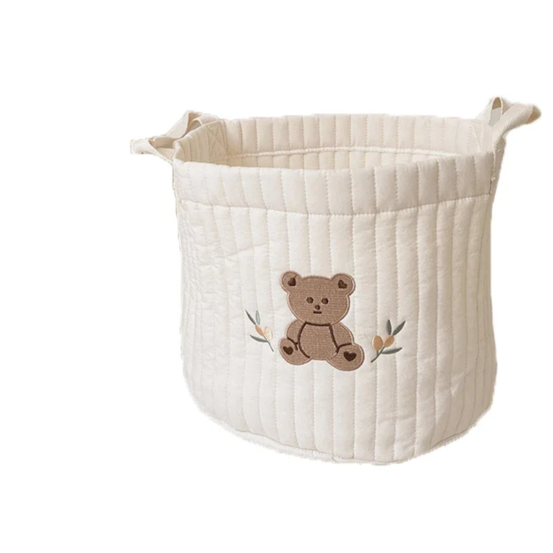 Bolsas de bebé INS, bolsa de pañales con bordado de oso bonito, carrito de pañales Caddy, almacenamiento, bolsa de maternidad para pañales para recién nacidos, organizadores de juguetes