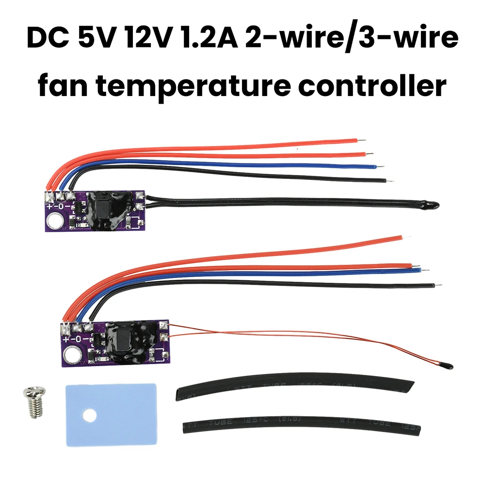 DC 5V 12V 1.2A 2-wire 3-wire Fan Temperature Controller Routing CPU Heat Sink Micro Automatic Speed Regulation