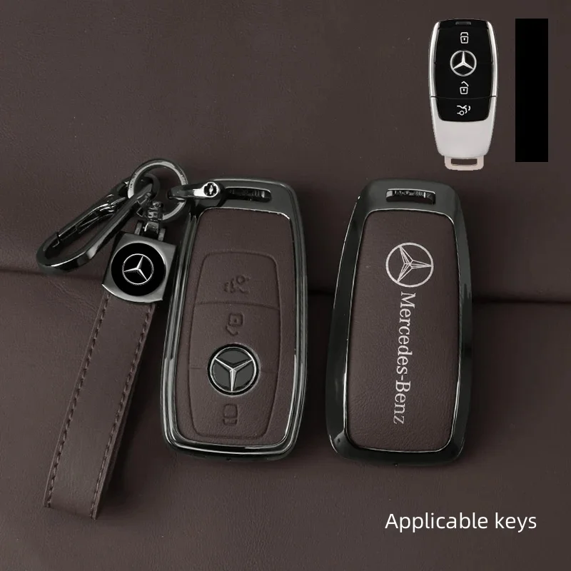 

Zinc Alloy Leather Car Key Case Cover Shell For Mercedes Benz AMG A C E S G Class GLC CLE CLA GLB GLS W177 W205 W213 W222 X167