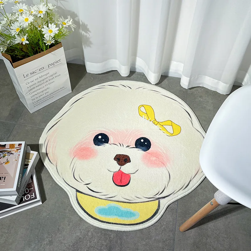 Fashion hot sales New style 3D Thick Cartoon dog head shape Anti-Slip Carpets Pet Dog Print Mats Bathroom Floor Kitchen Rugs