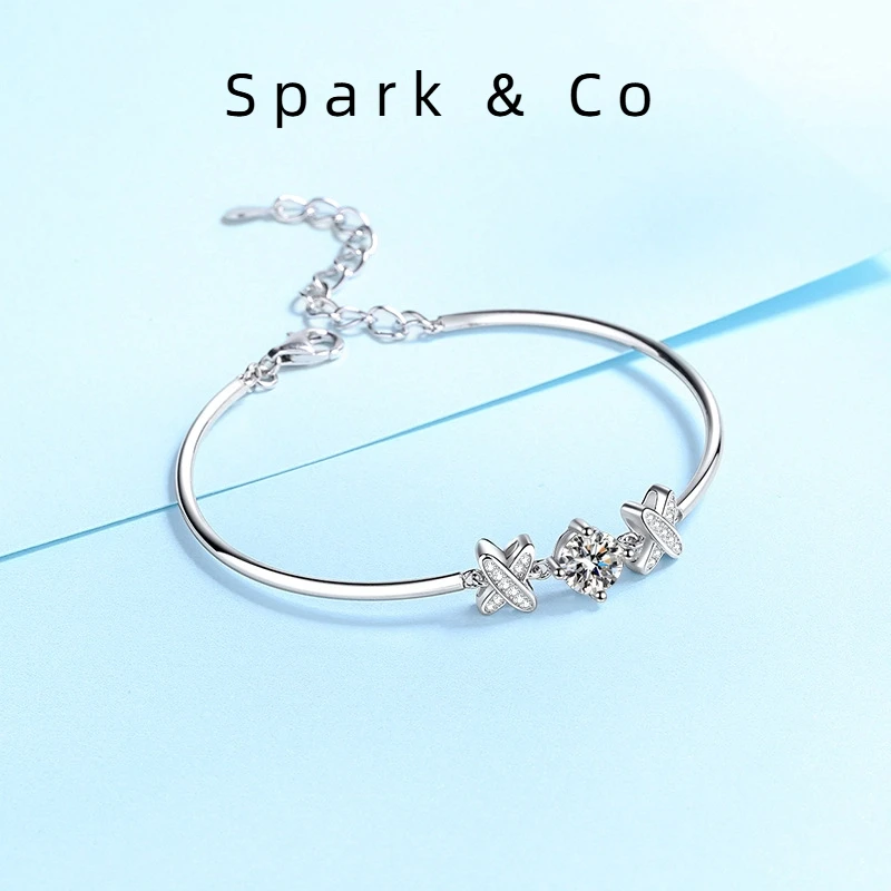 

Luxury PT950 Platinum Bracelets for Women Two X Letters 1ct Mosanite Diamond Certificate Bracelet for Girlfriend Birthday Gift