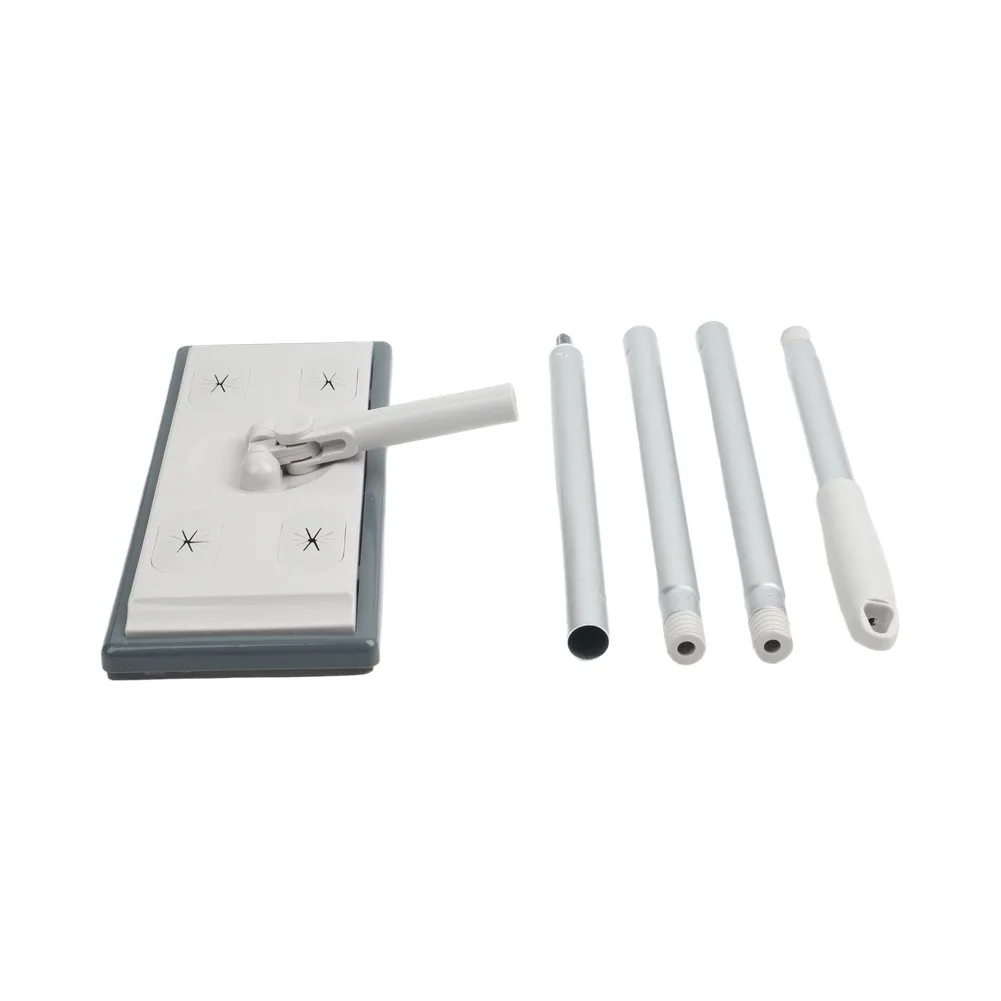 Aluminum Telescopic Mop with 3 Adjustable Sections Superfine Fiber Cleaning Pad and Clip On Dust Pad for Indoor Cleaning