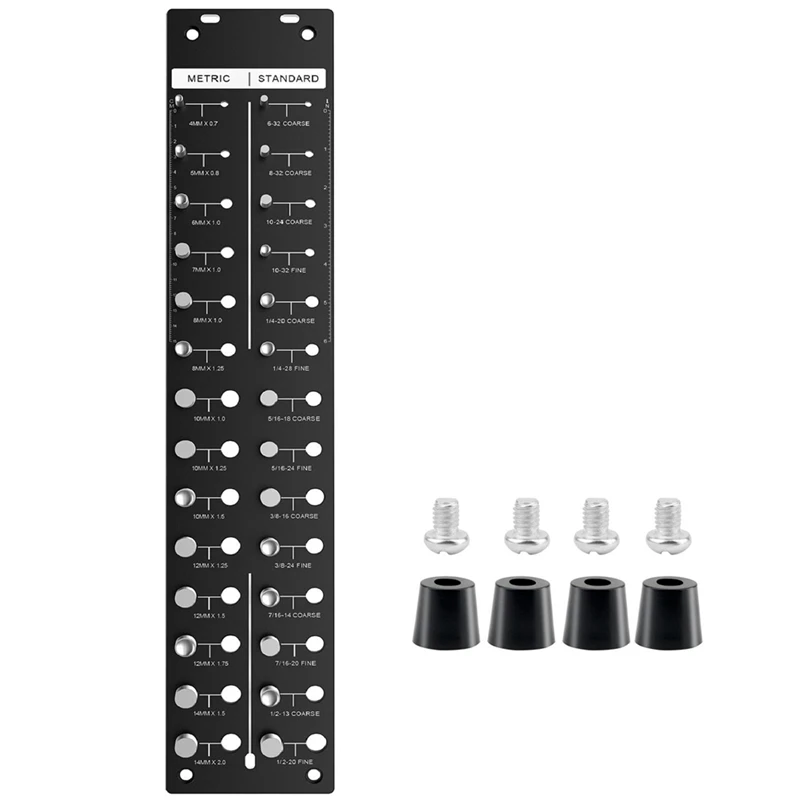 

28 нитевдевателей для гаек и болтов с 14 метрическими и 14 стандартными размерами, измерителем размера болтов и резьбы с прокладками для пищевых продуктов