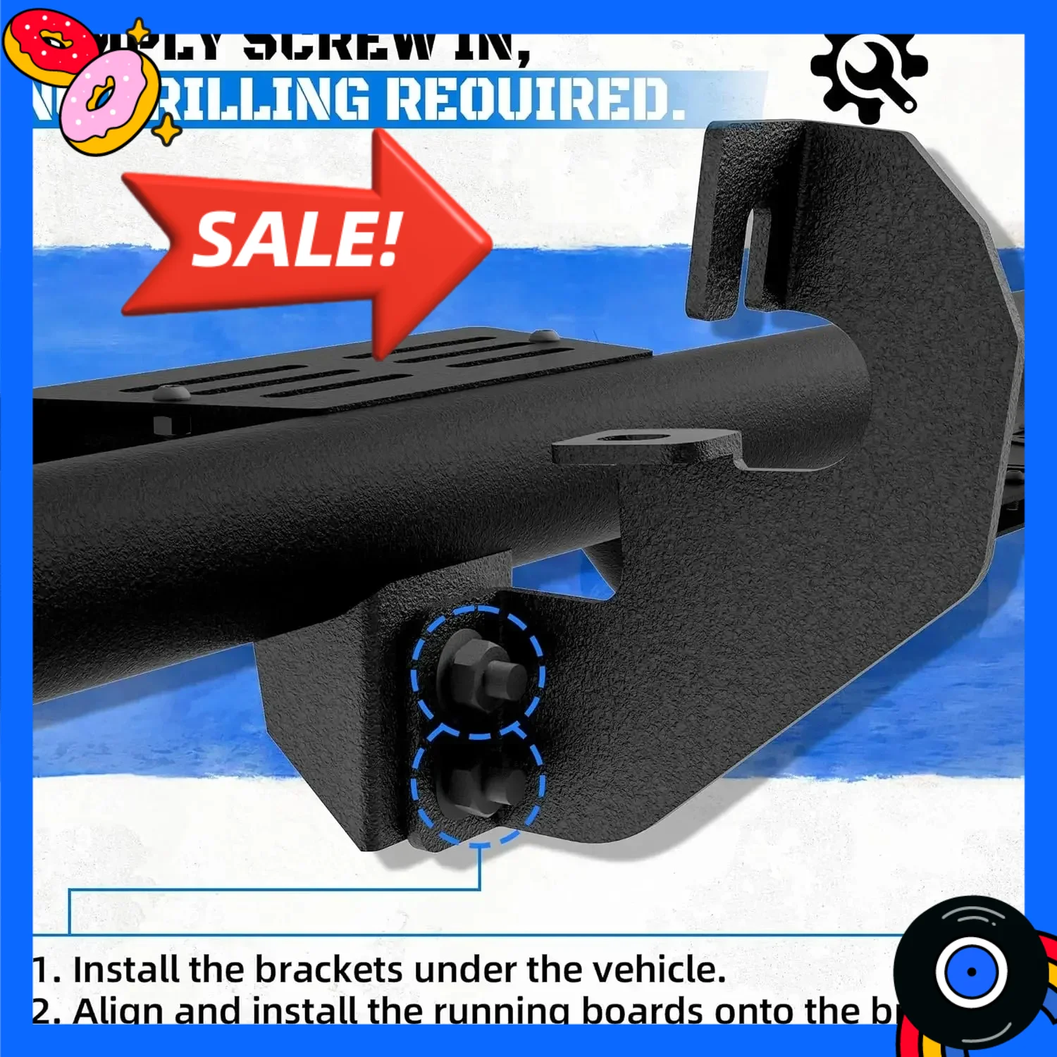 

Популярные подножки (пороги) для кабины с двумя сиденьями, совместимые с Chevrolet Silverado и GMC Sierra 1500 2019-2025 годов (кроме моделей Ld/Lt 2019 года)