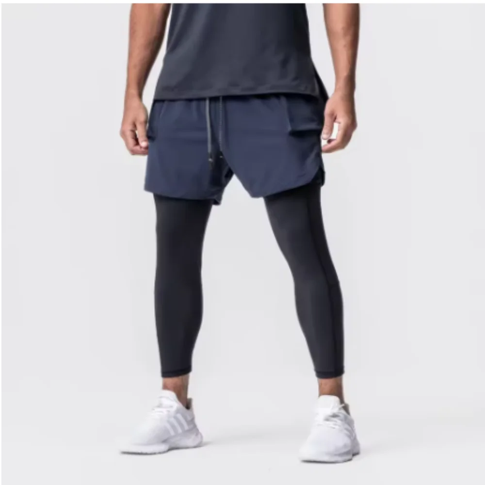 2025 Estate Nuovi uomini pantaloni corti Pantaloncini 2 in 1 Pantaloncini casual Jogger da strada Allenamento fitness Pantaloncini da uomo da corsa traspiranti ad asciugatura rapida