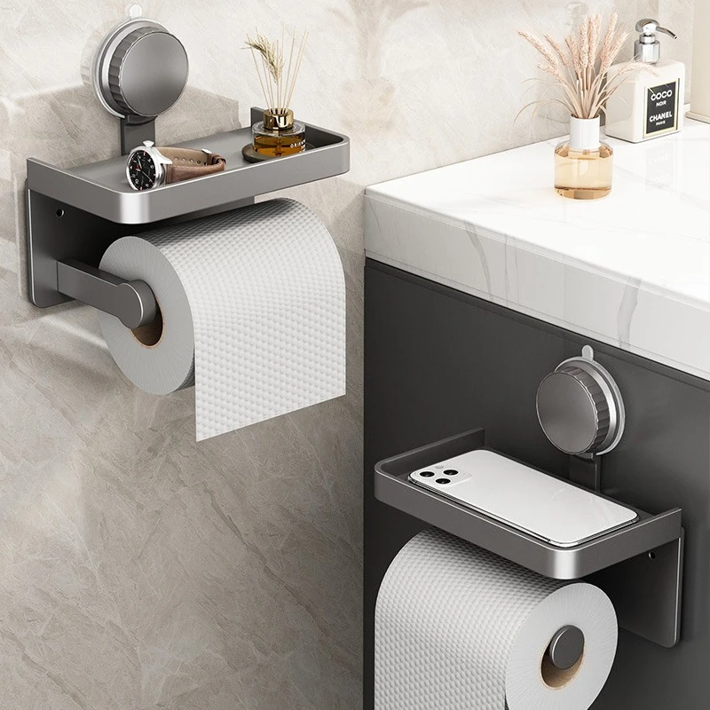 

Toilet Suction Up Paper Box Toilet Paper Holder No Drilling Bathroom Wall-mounted Tissue Rack Household Toilet Paper Box