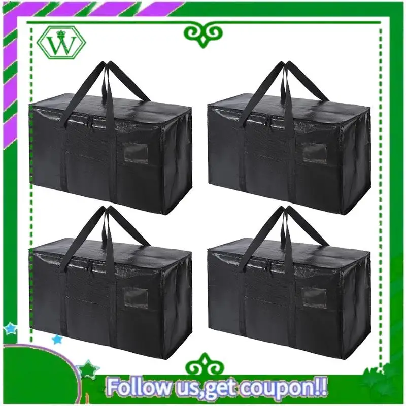 

A18P-For Space Saving For Storage Bags Extra Large Moving 4 Pack Heavy Duty Tote With Wrap Around Handles