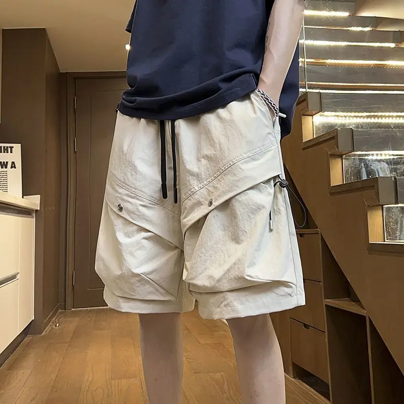 Outdoor Summer High Street Youth Trend Splicing Half Pants Overalls Quick-Drying Men's Zipper Pocket Baggy Hiking Jogger Shorts