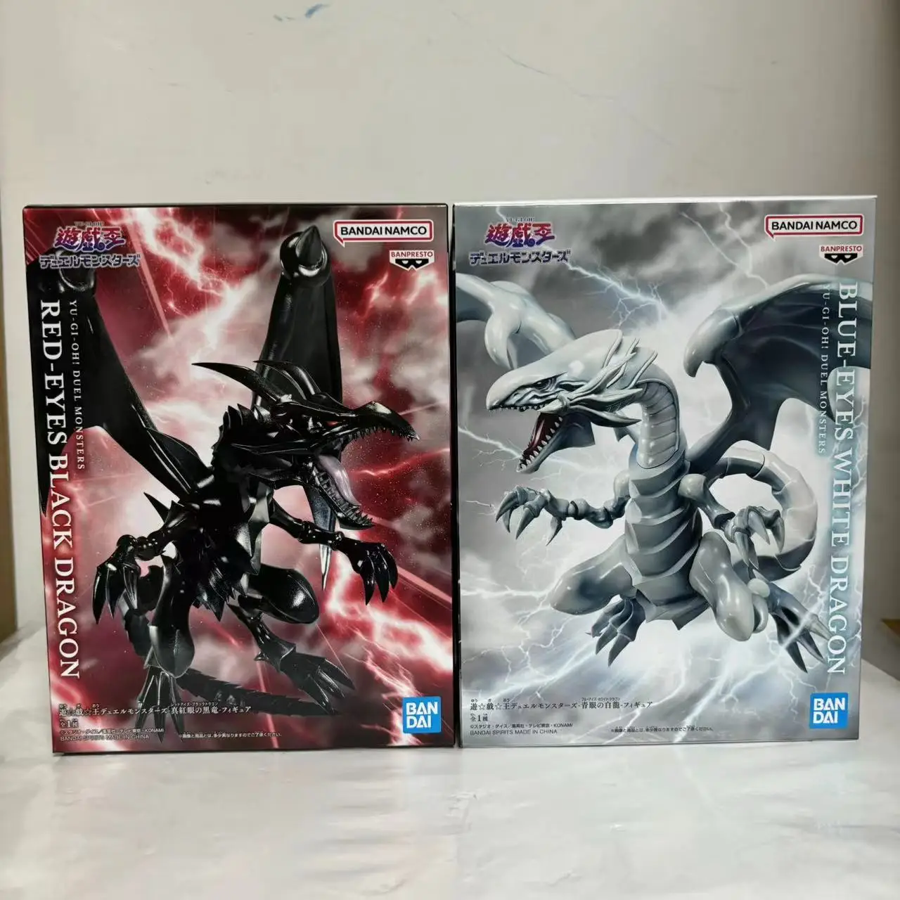 Original Bandai Yu-Gi-Oh! Duel Monsters Blue-Eyes White Dragon FIGURE Anime Figures Action PVC Red-Eyes Black Dragon Toys Model