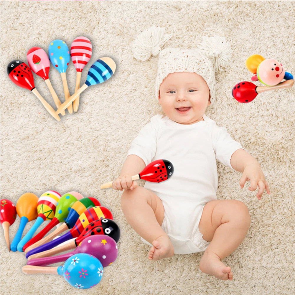 مطرقة رملية خشبية للأطفال الصغار آلة ماراكاس خشبية ملونة آلة موسيقية قرع ماراكاس الهزازات صانعي الضوضاء للأطفال الرضع الصغار #4