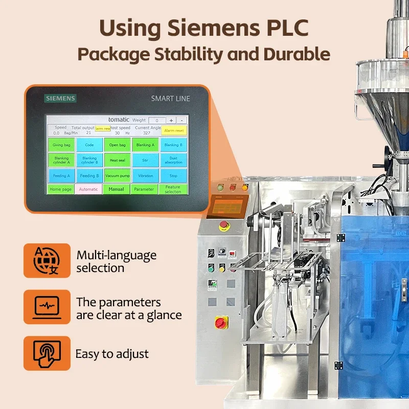 Multifunction Stand up Zipper Bag Spice Machine Powder Filling Granul and Food Packaging Sachet Laundry Powder Filling Machine