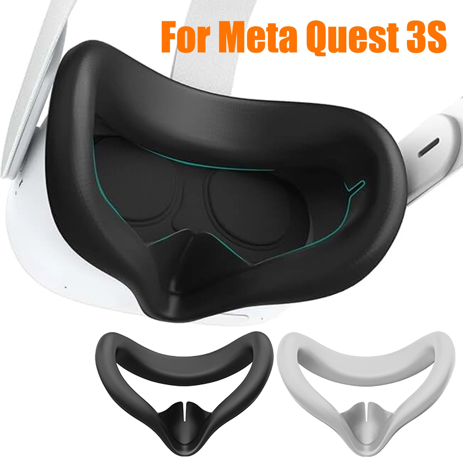 Almofada de interface facial para meta quest 3s, substituição à prova de suor, silicone macio, almofada facial para meta quest 3s