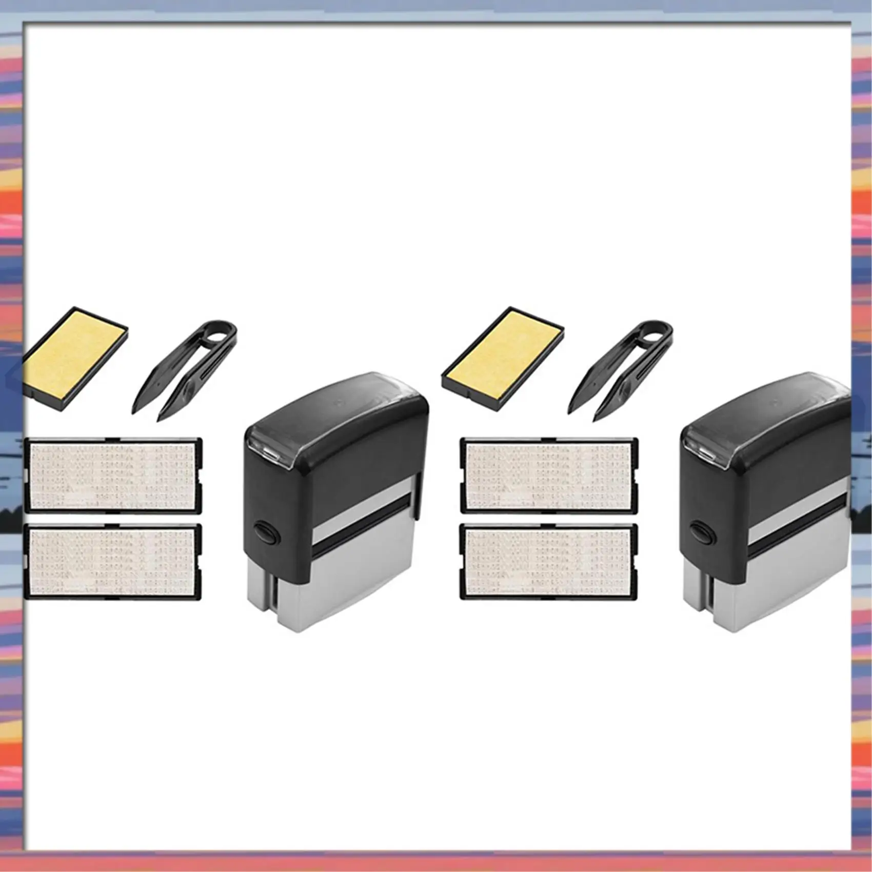 AC18(Guaranteed) 2X Self Inking Stamp Set Custom Personalised DIY Business Name Number Address Printing Rubber Stamp With Tweeze