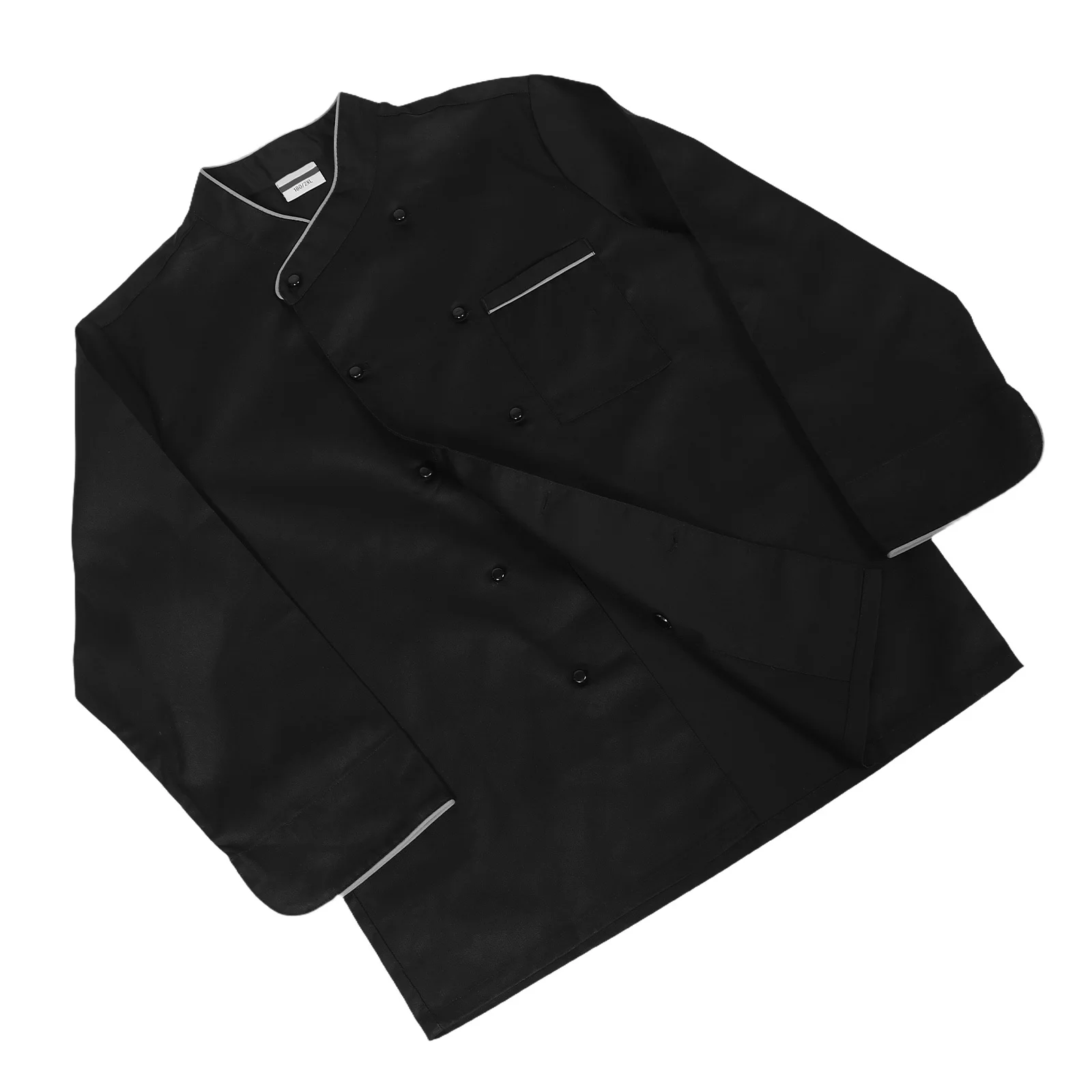 Kurtka kucharska unisex czarna z długim rękawem, odporna na pryskające cieczy, wygodna, uniform dla mężczyzn i kobiet do restauracji i hoteli.