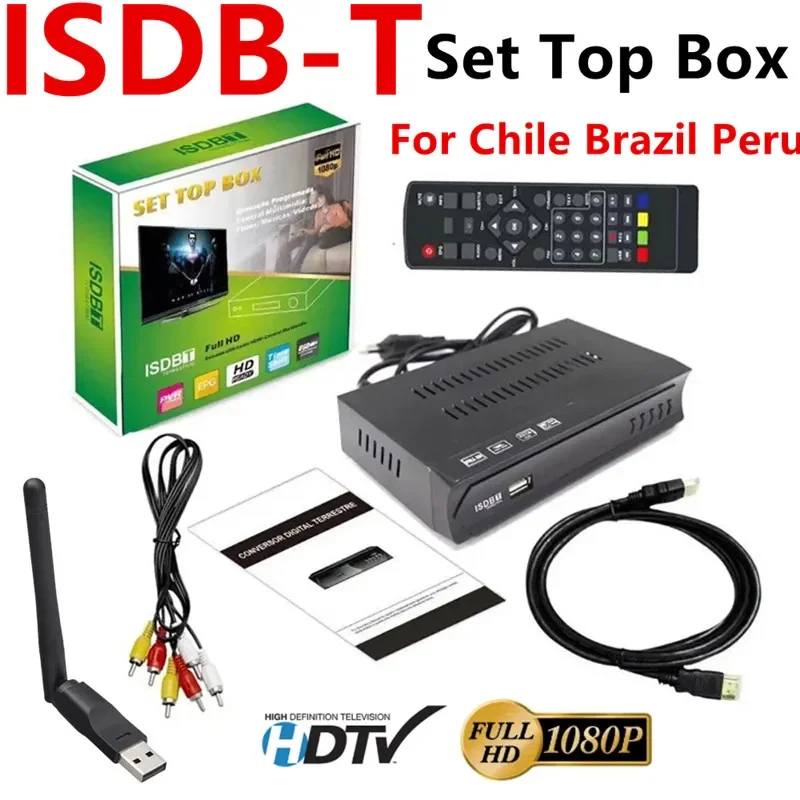 Chile ISDB-T Digital TV Decoder 1080P HD Terrestrial Set Top Box Conversor ISDBT with HDMI and RCA Supports Smart TVs or old TVs