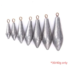 5Pcs Fishing Accessories 30/40g Willow Leaf Type with Scale Strong Lead Sinker with Ring Long Strip Foot Gram Sinkers Tackle
