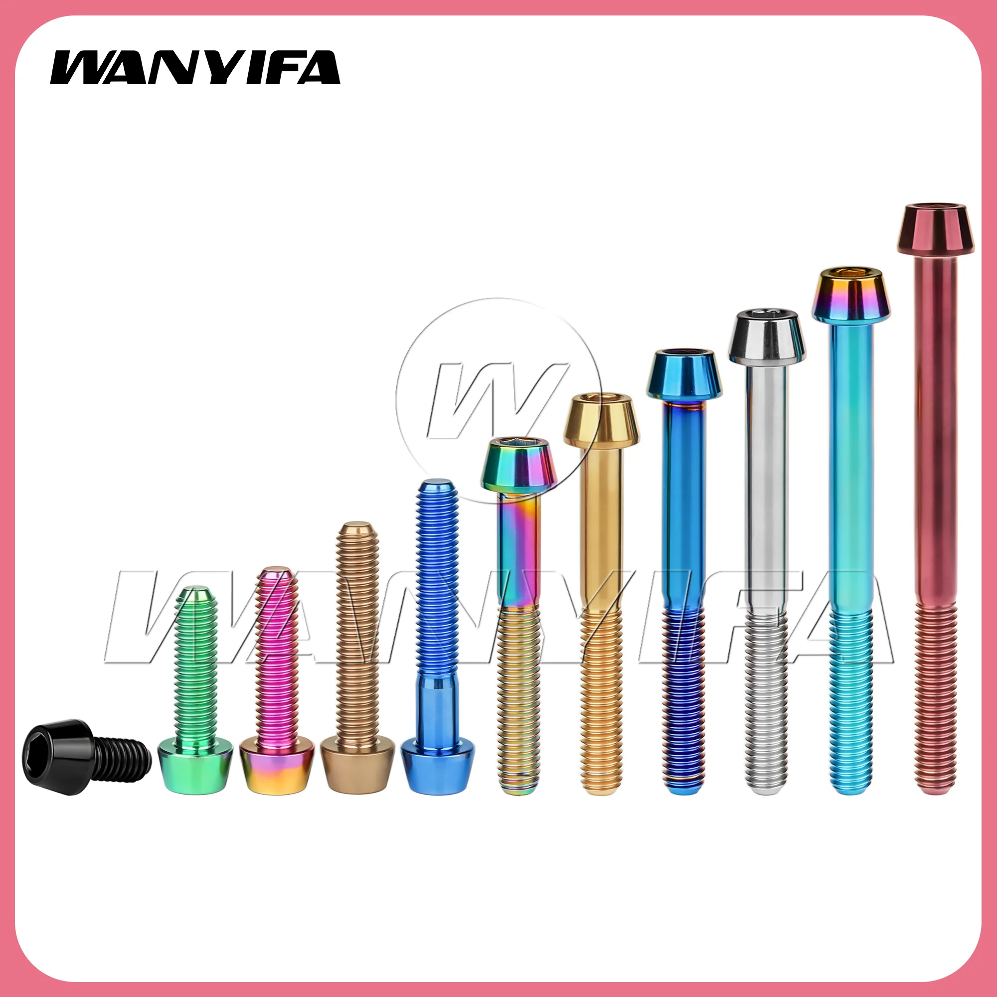 Wanyifa Titanium Bolt M5/M6x9 10 16 18 20 25 30 35 40 45 50 55 60 65mm DIN912 Taper Hex Allen Head  for Bike Parts  Fastener