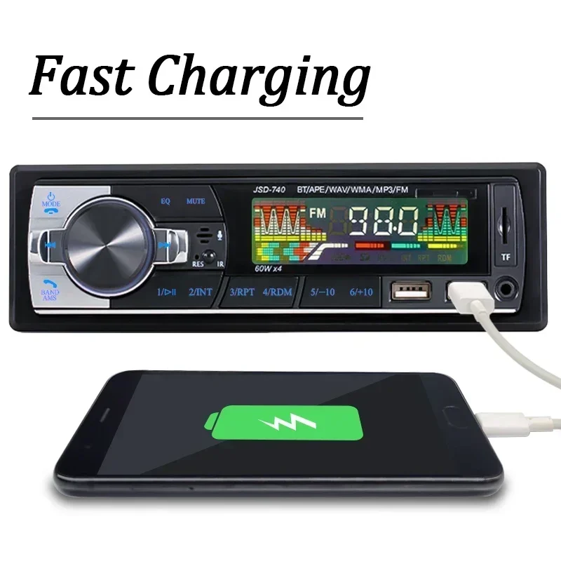 HIPPCRON Autoradio 1DIN Audio Bluetooth 5.1 Stereo MP3-Player FM-Empfänger mit Fernbedienung AUX/USB/TF-Karte im Armaturenbrett 12V&24V – Detail 2