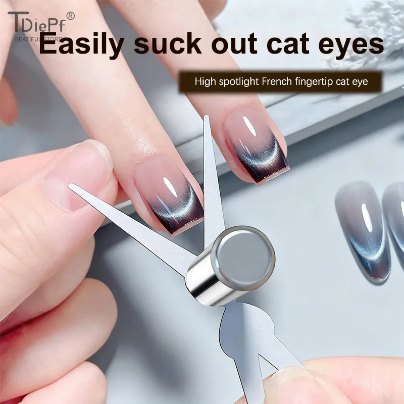 Unghie a forma di Y grandi a doppia testa Forma francese Forte magnete per occhi di gatto Foglio di ferro Nail Art Smalto gel Effetto magnetico Manicure