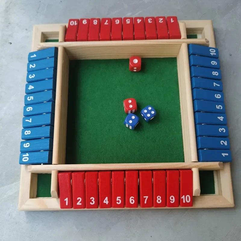 Jeu de société Shut The Box, Deluxe, Quatre côtés, 10 numéros, Ensemble de dés, Jouet de fête, Club, Jeux à boire pour les familles adultes