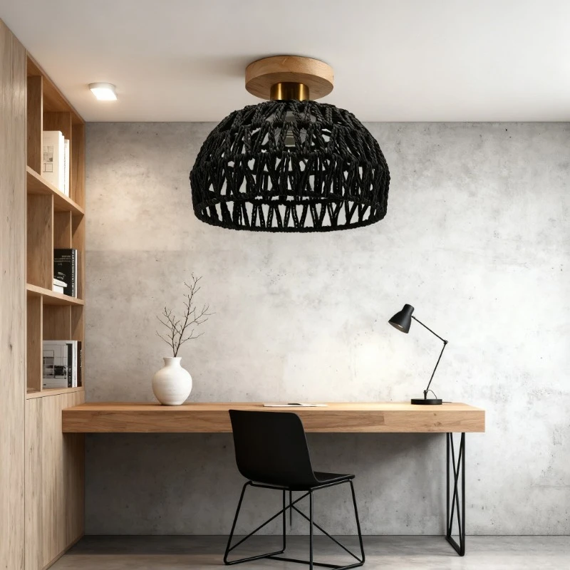 

Потолочный светильник из ротанга для спальни, гостиной, потолочный светильник для проживания в семье, тканый фермерский дом, потолочный светильник из массива дерева в сельской местности