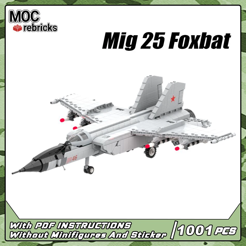 

MOC Military Series Mig 25 Reconnaissance Light Bomber Building Block Model Bricks Collection DIY Toys for Kid Christmas Gifts