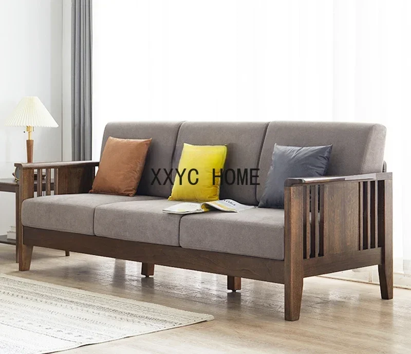 Divano in legno massello Divano singolo doppio in tessuto a tre posti Mobili da soggiorno