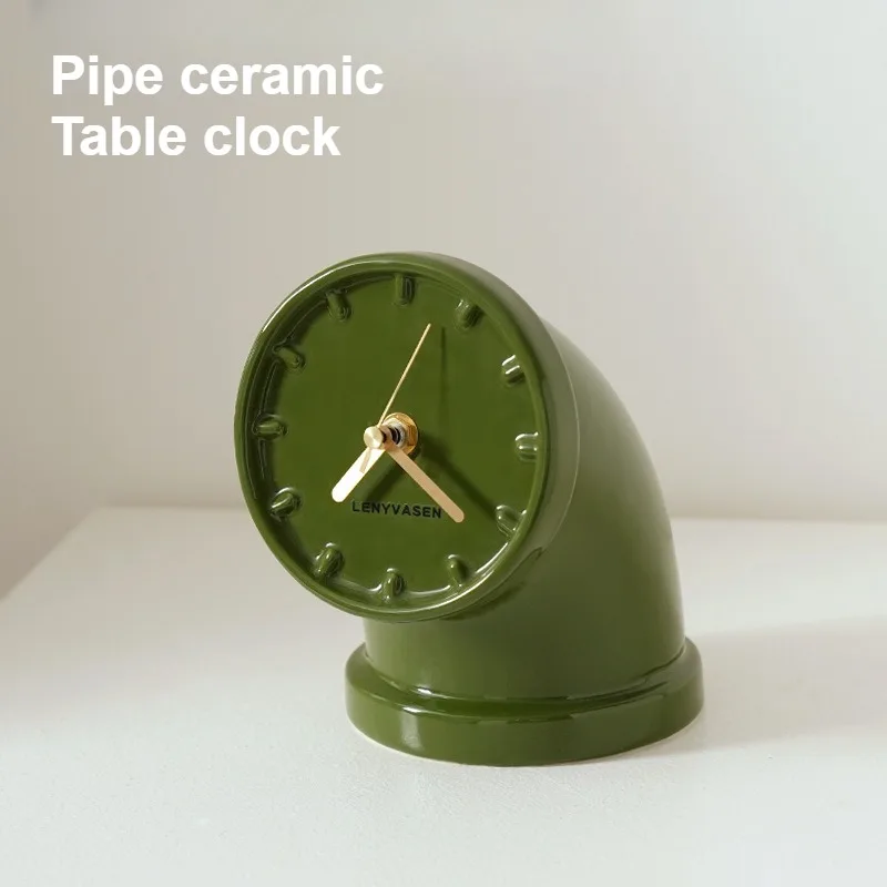 Creativity Ceramic Table Clock Silent Movement Office Living Room TV Cabinet Table Clock Desktop Modern Elegance Home Decor