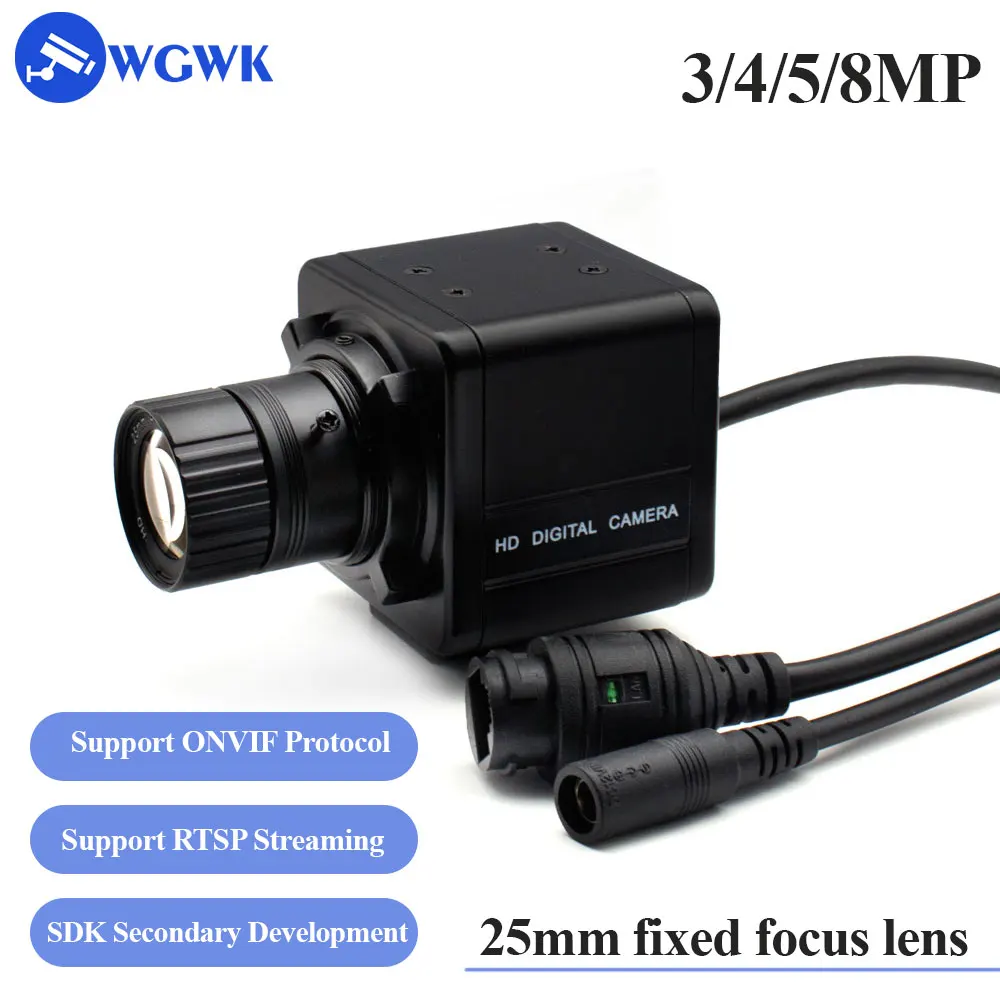 

WGWK Mini Camera 3/4/5/8MP CMOS Security CCTV POE H.265+ With 25mm Fixed Focus CS Lens P2P IP POE48V Onvif Industrial Camera