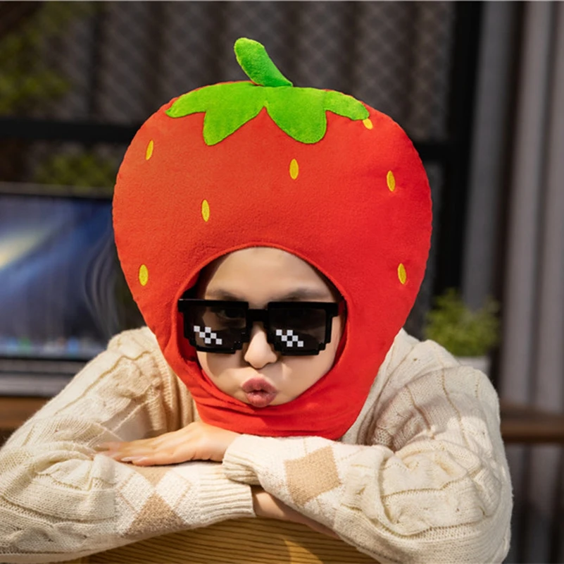 Cute Strawberry Headgear Performance Prop Photography Artifact Funny Headgear Cartoon Fruit Hat