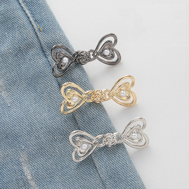 Mode Hart Strik Metalen Taillegesp Afneembare Broek Clips Taille Strakker Verstelbare Taille Gespen Voor Jeans Decoratie