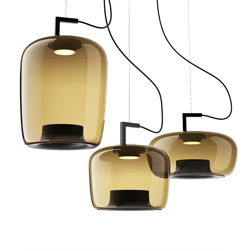 SANDYHA Nordic Simple Glass Designer LED Pendant Light Modern Home Decor Suspension Lamp for Dining Living Room Bedroom Accent