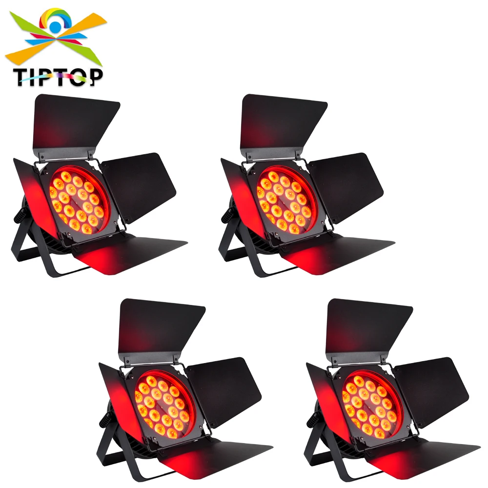 TIPTOP LED Par DJ Light 18X9W RGB 3IN1 Stage Par Light Big Lens Waterproof IP65 DMX Sound Activated Led Slim Par Barndoor