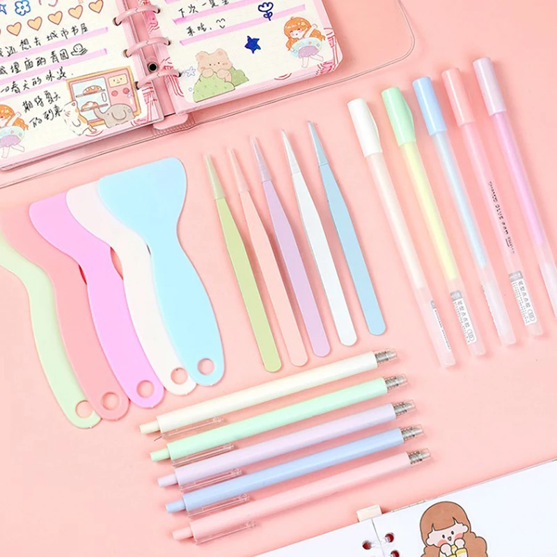 4 Pcs Craft Basic Set Tools Kits Including Paper Cutter Tweezers Scraper Glue Sticks Pens For Scrapbooking