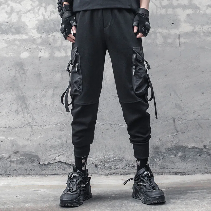 

Fashionable Men's Dark Knight Loose Pants Men's Casual Large Pocket Small Foot Guard Pants Sports Pants Functional Overalls