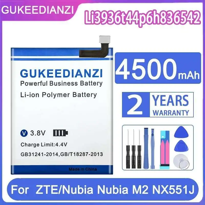 

For Zte Nubia M2 Dual Sim TD-LTE, NX551J 5.5" Li3936t44p6h836542 Stable Reliable Power Supply 4500Mah Mobile Phone Battery