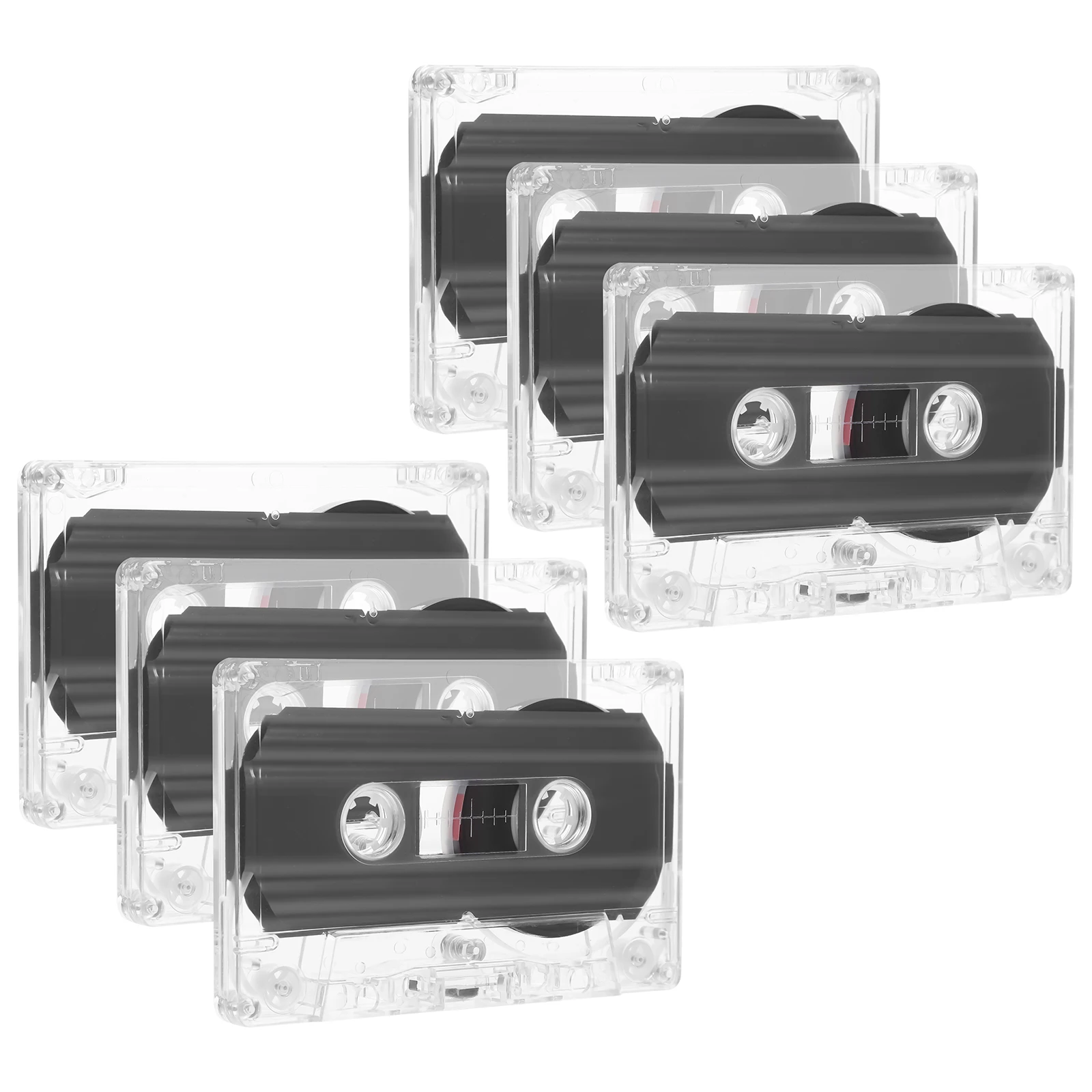 

6 pcs Blank Tapes Recording Blank Cassette Tapes 60Minute Recording Transparent Box Compatible Recorders Durable Storage