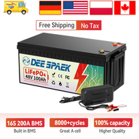 48V 100AH LiFePO4 Battery Pack 48V Lithium Iron Phosphate Batteries For Touring Car Boat Off-Road Off-grid Solar Energy EU Stock