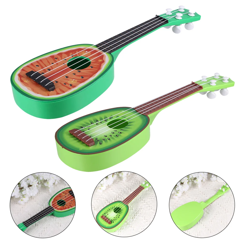 

2 Pcs Kids Guitar Toy Mini Fruit Children Plaything Vintage Beginner Musical Instrument Small Toys
