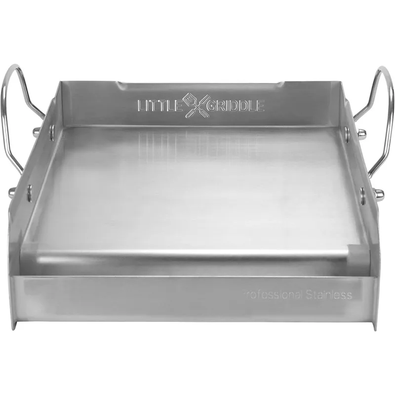 

griddle-Q GQ120 100% Stainless Steel Medium-Sized Professional Griddle with Even Heating Bracing and Removable Handles