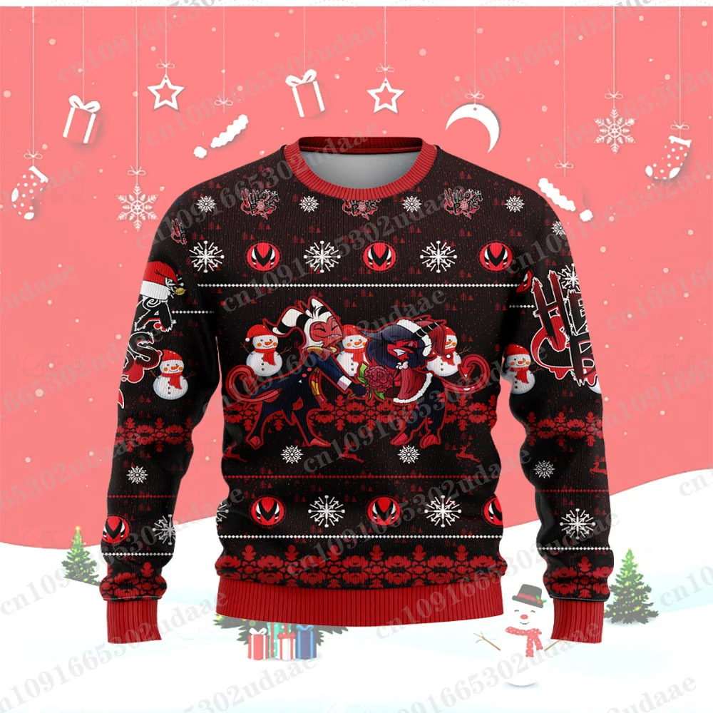 Hellova Boss كارتون أنيمي Harajuku الرجال والنساء عيد ميلاد سعيد مهرجان هدية الرجال والنساء أزياء زوجين هوديس