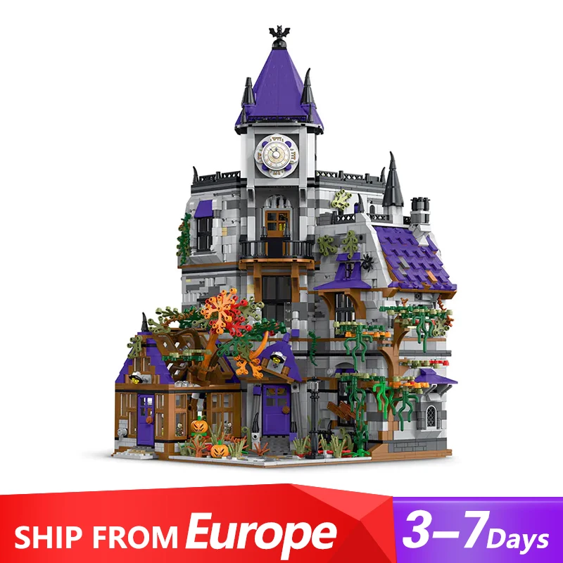 Hallows' Day Mystery Mansion Medieval Castle House Buildings Sets, City Street Model Modular Buildings Blocks Christmas 4190PCS