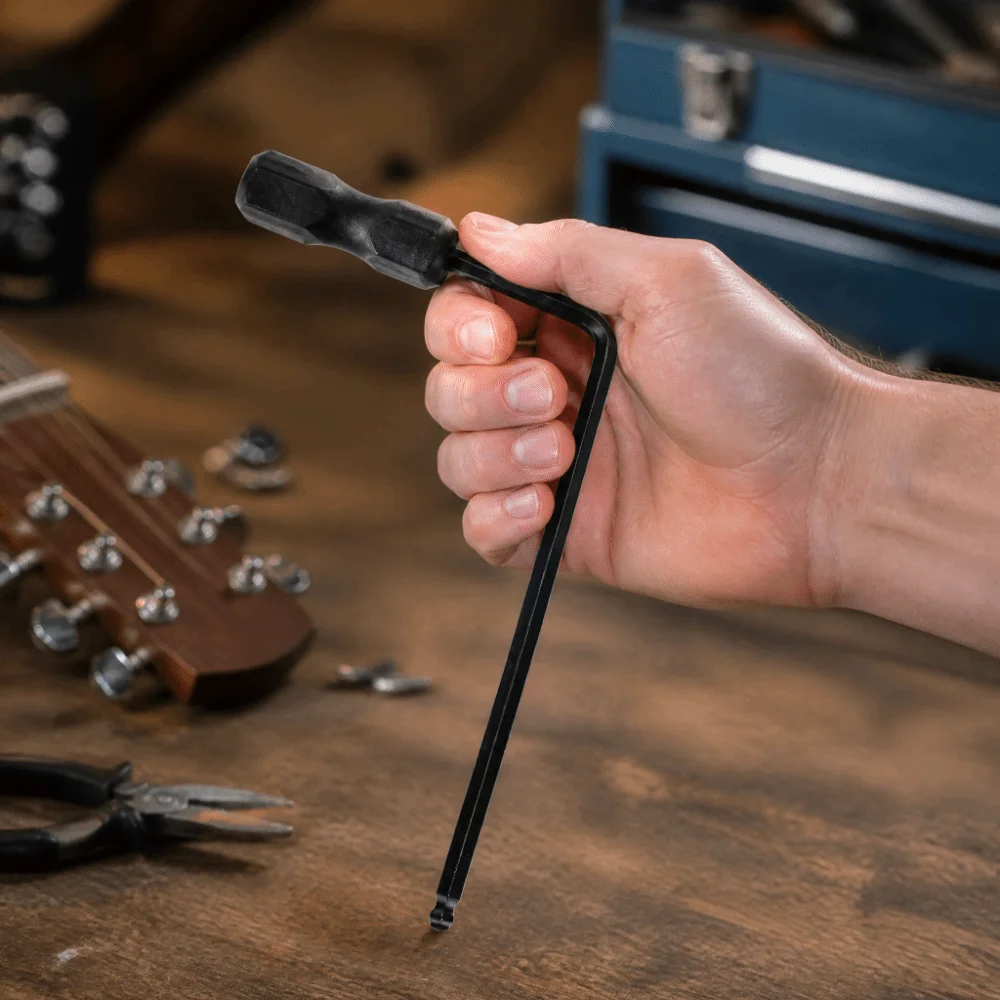 L Shape Truss Rod Wrench Metal Material 5 mm(0.20 in) Size Guitar Hex Wrench Black Color Hex Design Neck Adjustment Tool