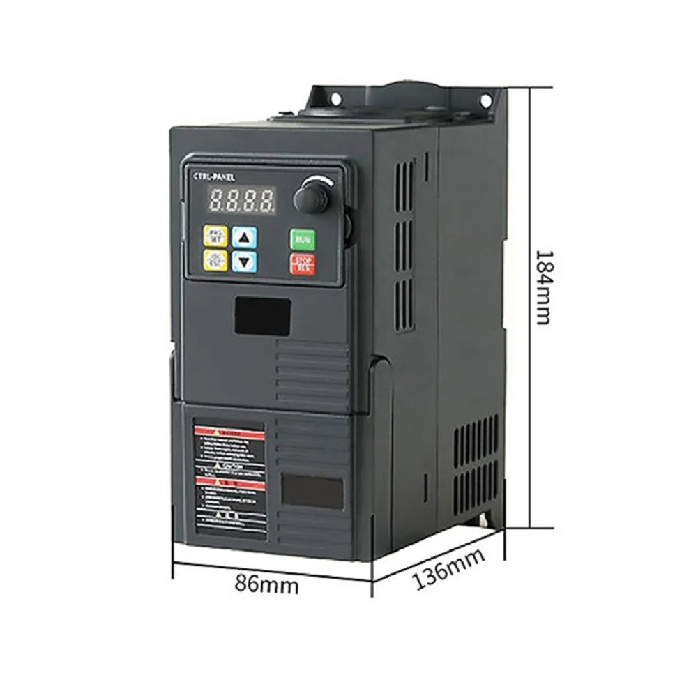 380V 0.75KW Three-Phase VFD Drive with Keypad Panel for Setup and Adjustment in Industrial and Workshop Environments