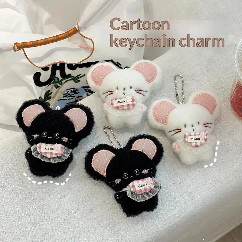 Cute Plush Mouse Doll Keychain Cartoon Animal Pendant Soft Stuffed Toy Keychains For Backpack Bag Decor Student Gift AccessoryP